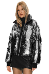 Orolay-Puff-O O-Lab Disco Sequin Jacket-#color_Black crystal