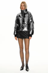 Orolay-Puff-O O-Lab Disco Sequin Jacket-#color_Black crystal