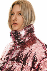 Orolay-Puff-O O-Lab Disco Sequin Jacket-#color_Pink crystal