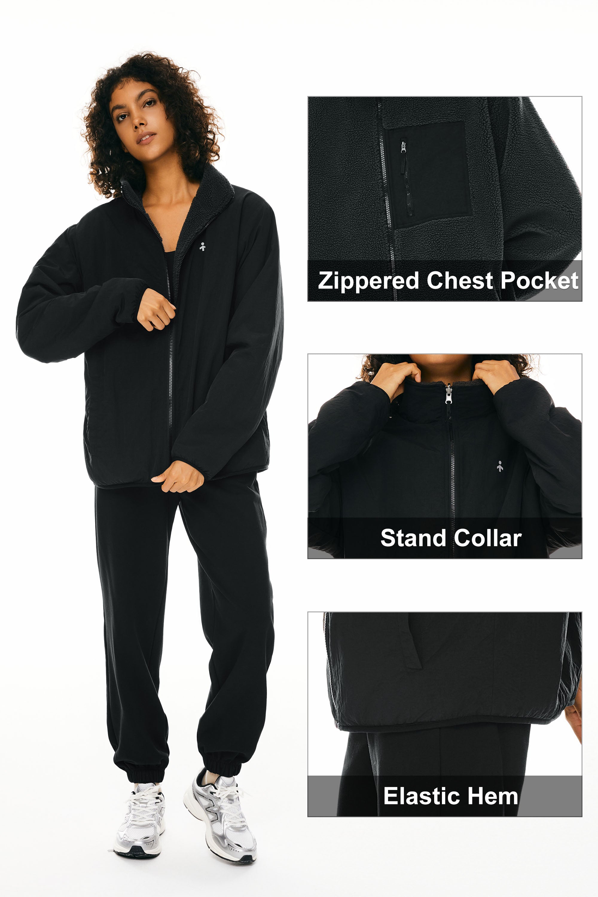 Orolay Reversible Fleece Jackets Full Zip Long Sleeve #color_Odyssey Gray