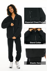 Orolay Reversible Fleece Jackets Full Zip Long Sleeve #color_Odyssey Gray