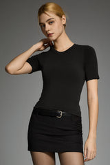 Short-Sleeve Padded Knit Crew T-Shirt OROLAY #color_black