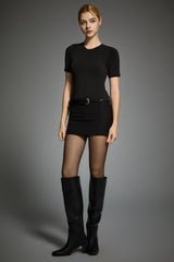 Short-Sleeve Padded Knit Crew T-Shirt OROLAY #color_black