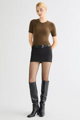 Short-Sleeve Padded Knit Crew T-Shirt OROLAY #color_brown