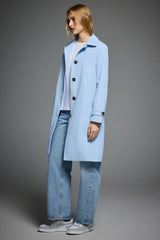 Orolay-Single-Breasted Trench-#color_Light Blue