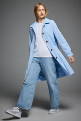 Orolay-Single-Breasted Trench-#color_Light Blue
