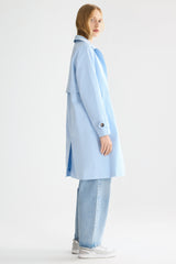 Orolay-Single-Breasted Trench-#color_Light Blue