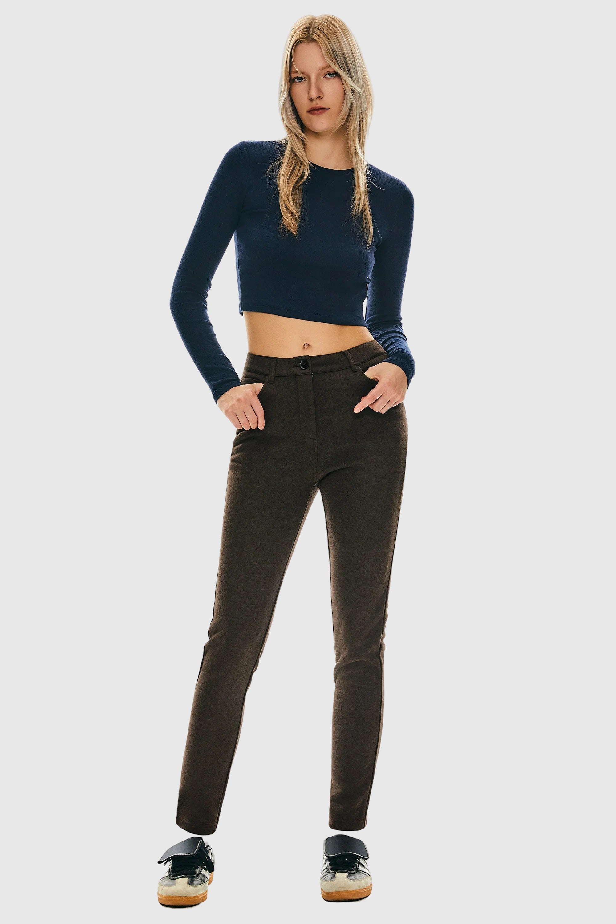 Skinny Jeans Stretchy Casual Pants #color_brown