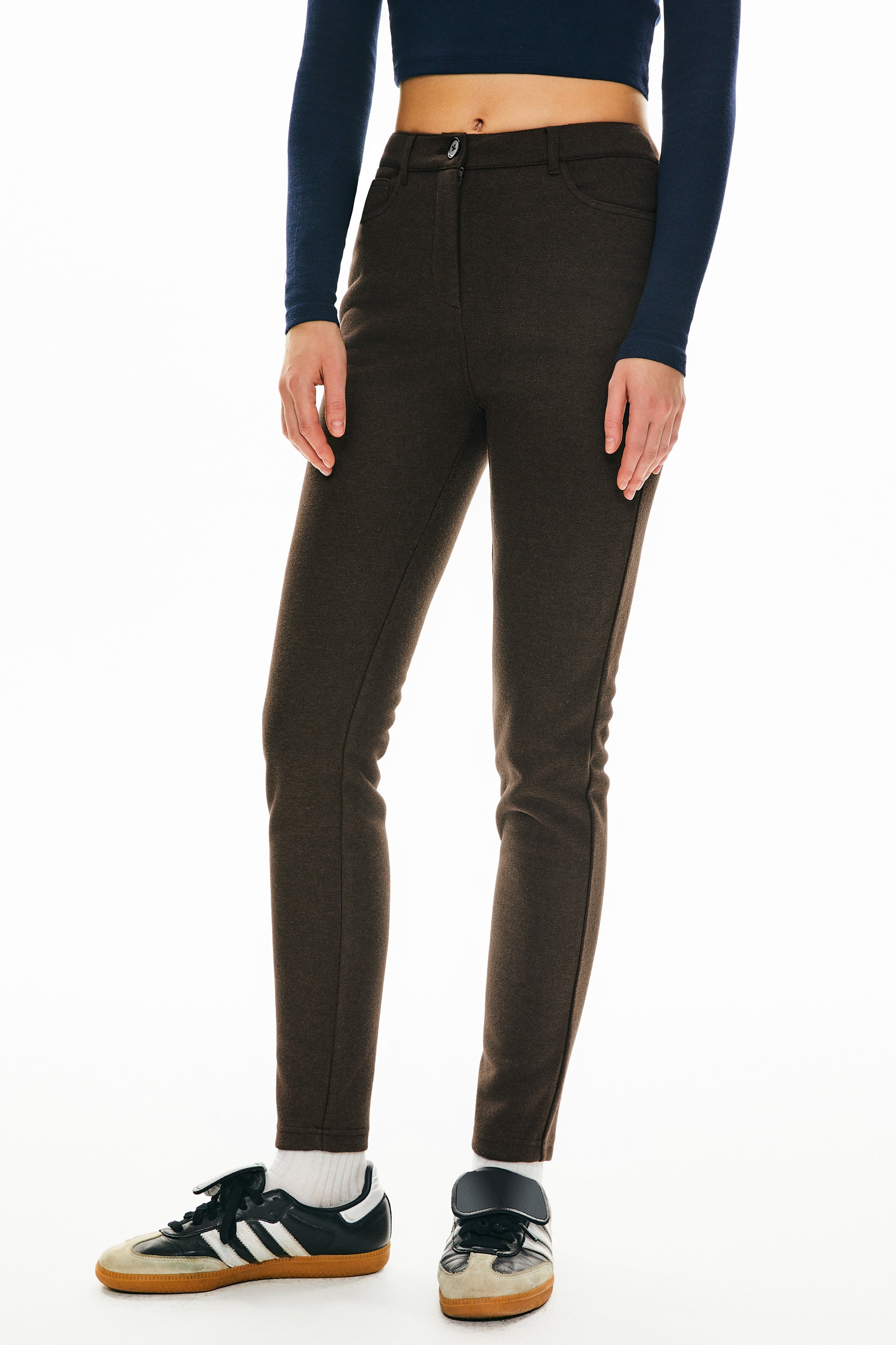 Skinny Jeans Stretchy Casual Pants #color_brown