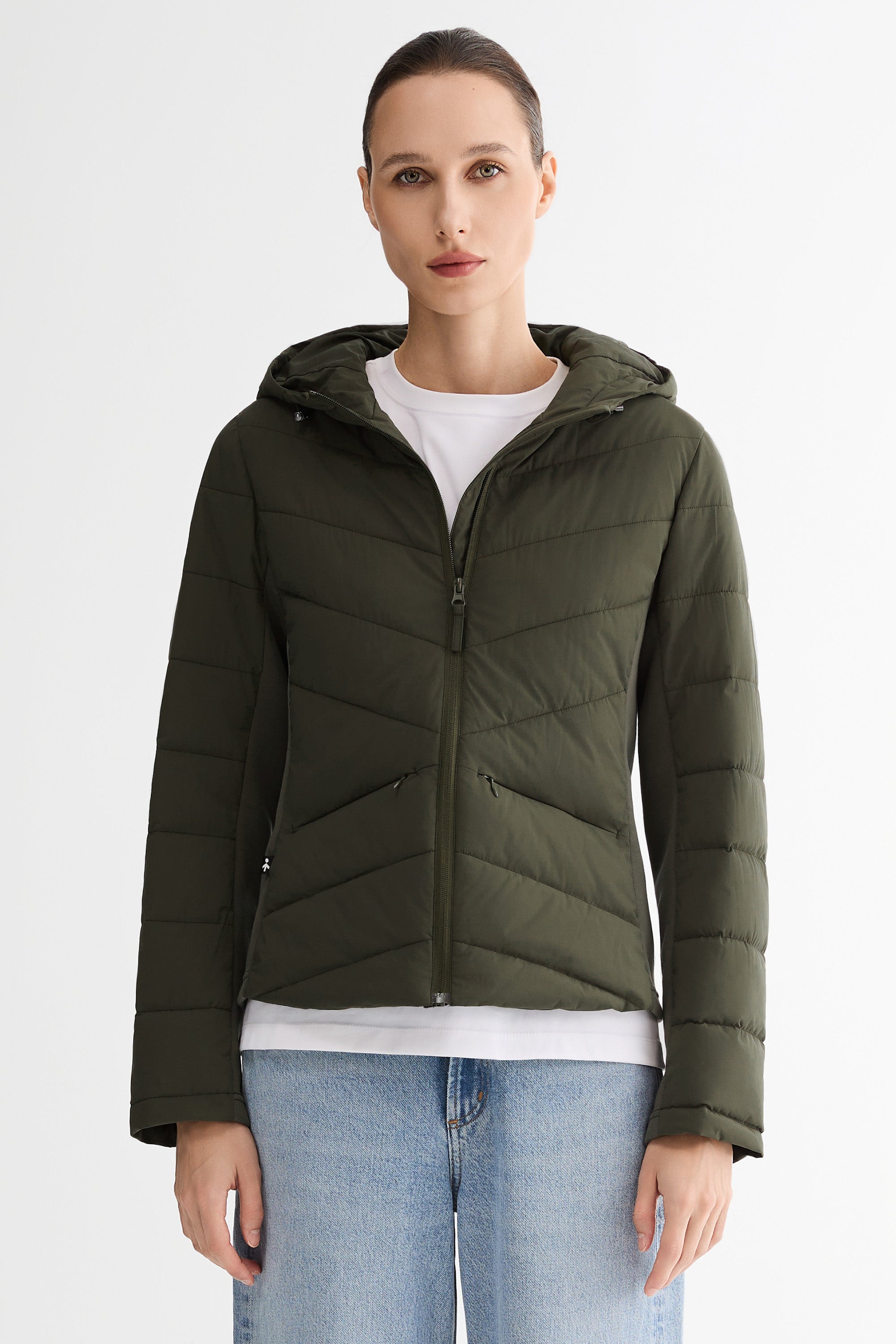 OROLAY Slim-Fit Quilted Hybrid Jacket #color_olive