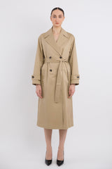 Maxi Length Oversized Trench Coat orolay #color_khaki