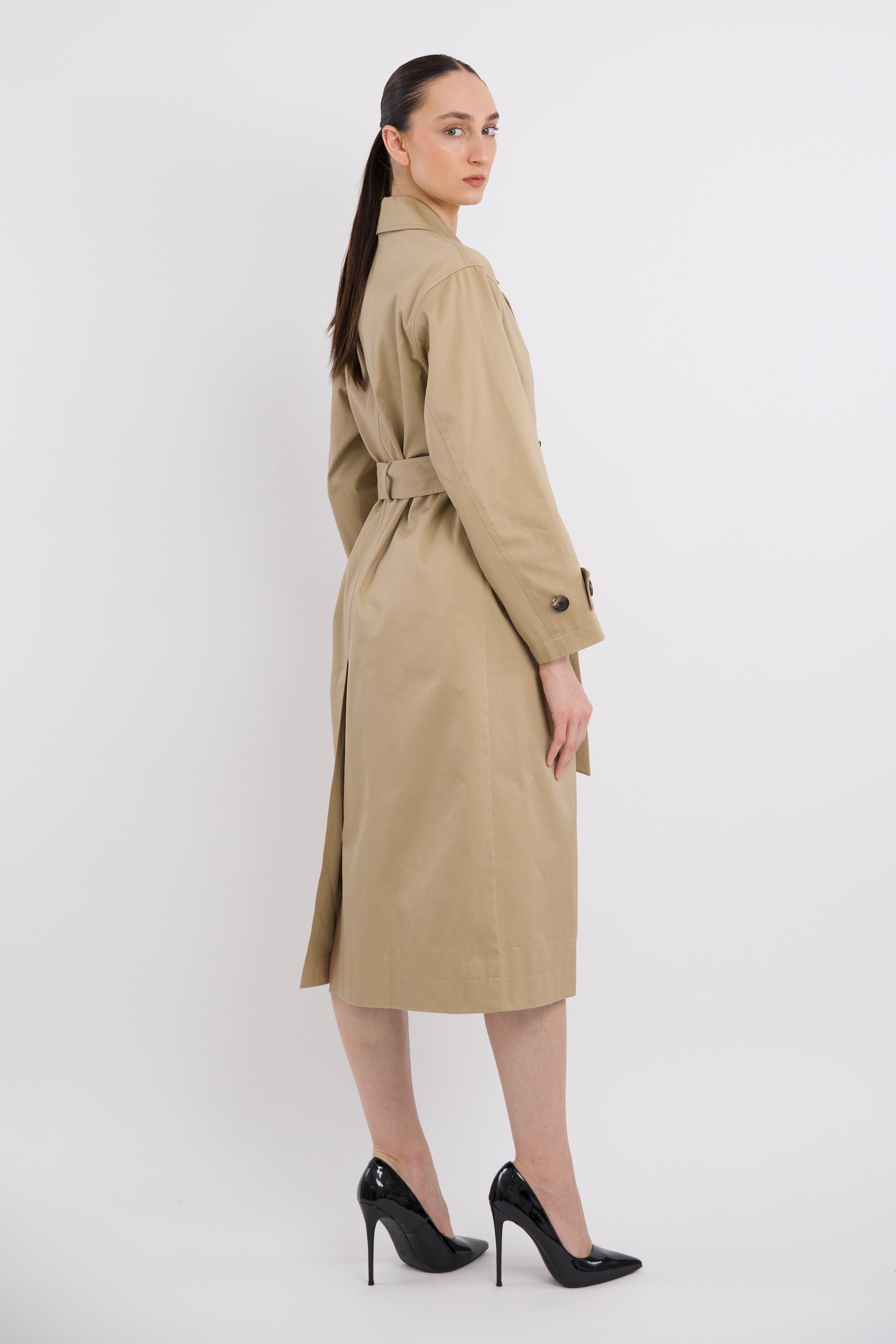 Maxi Length Oversized Trench Coat orolay #color_khaki