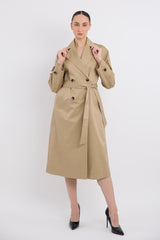 Maxi Length Oversized Trench Coat orolay #color_khaki