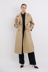 Maxi Length Oversized Trench Coat orolay #color_khaki