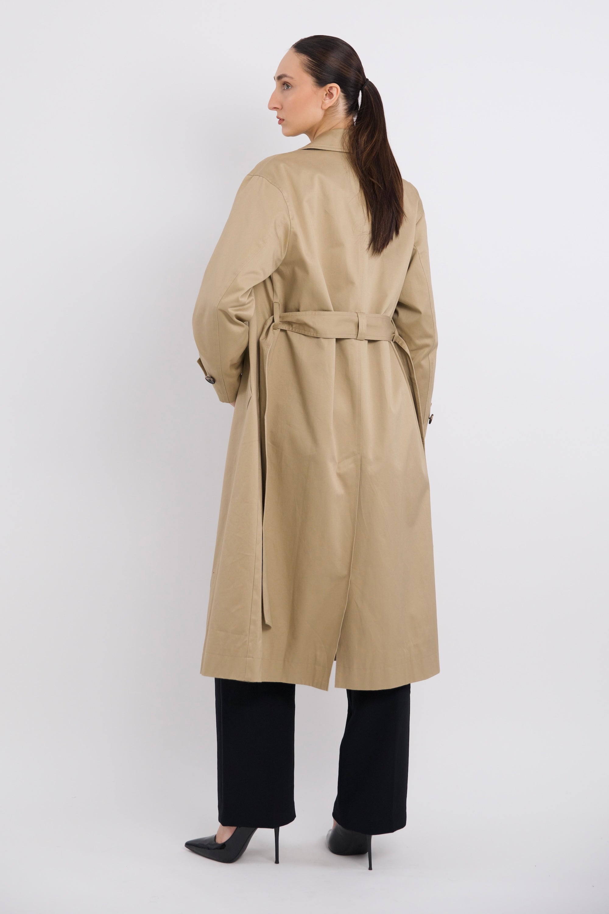 Maxi Length Oversized Trench Coat orolay #color_khaki