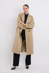 Maxi Length Oversized Trench Coat orolay #color_khaki