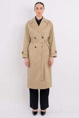 Maxi Length Oversized Trench Coat orolay #color_khaki