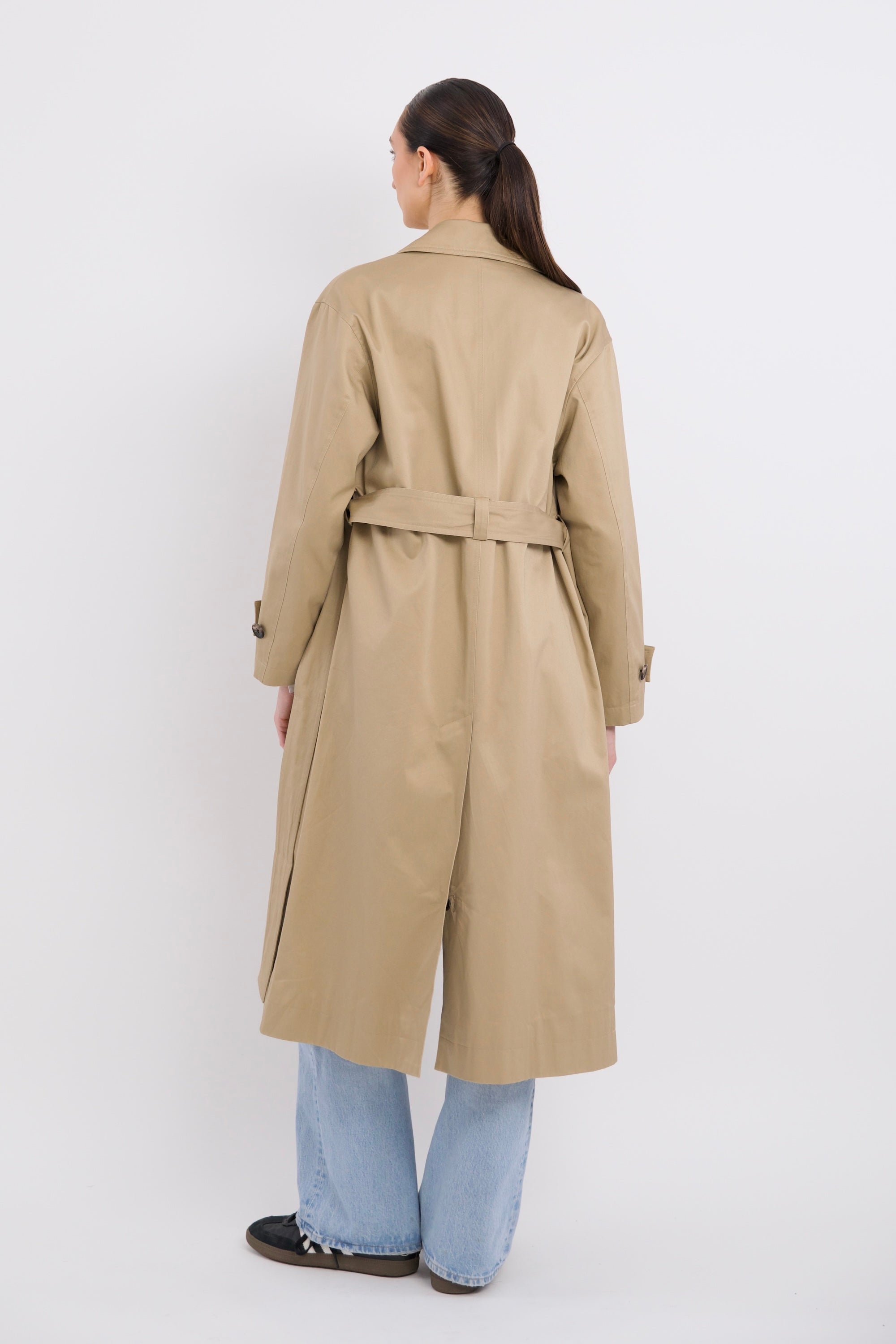 Maxi Length Oversized Trench Coat orolay #color_khaki