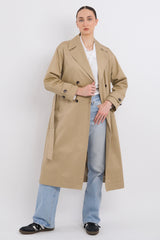 Maxi Length Oversized Trench Coat orolay #color_khaki
