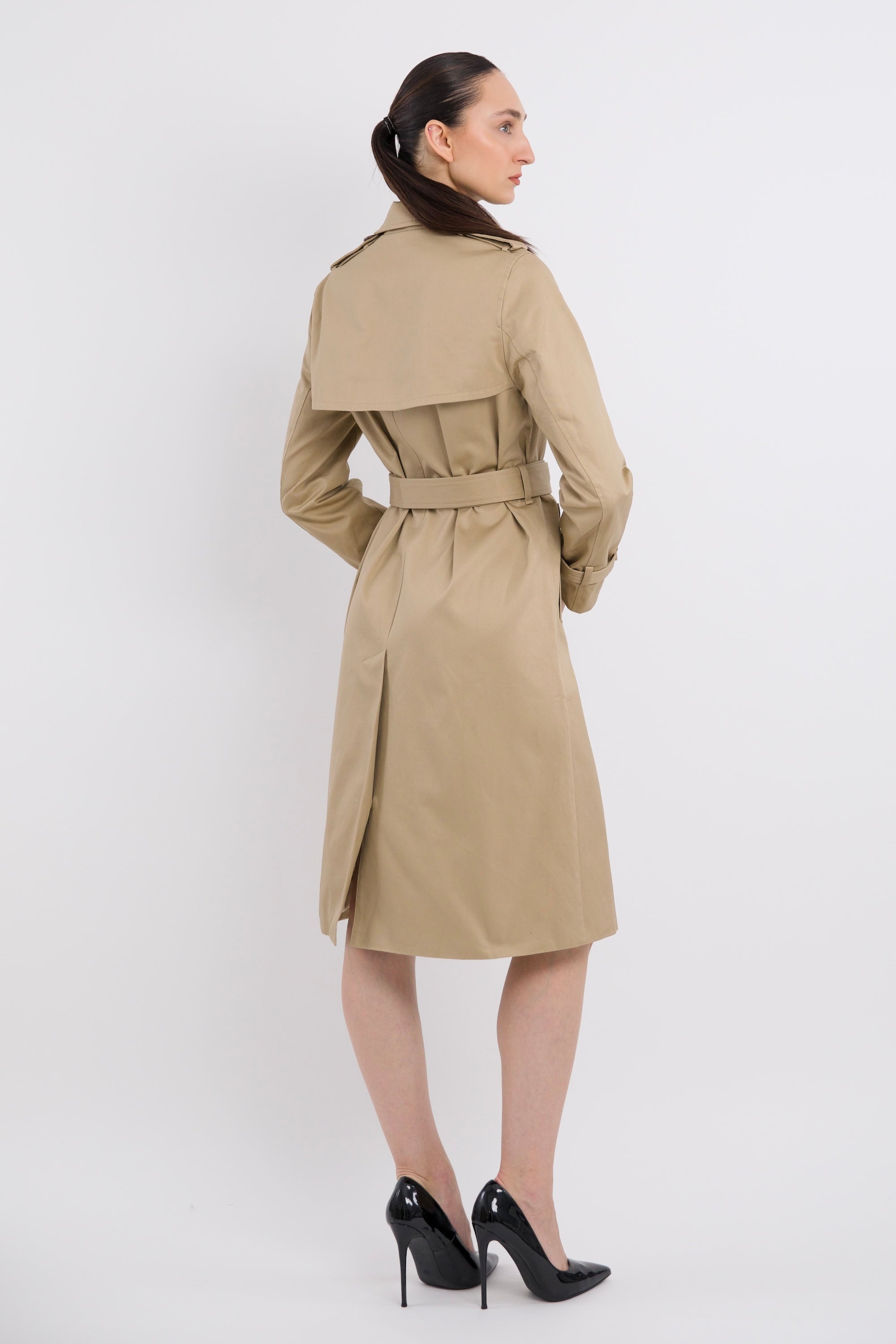 Maxi Length Classic Trench Coat Orolay #color_Khaki