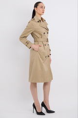 Maxi Length Classic Trench Coat Orolay #color_Khaki