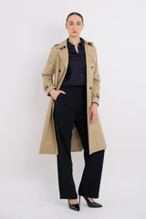 Maxi Length Classic Trench Coat Orolay #color_Khaki
