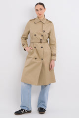 Maxi Length Classic Trench Coat Orolay #color_Khaki