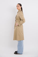 Maxi Length Classic Trench Coat Orolay #color_Khaki