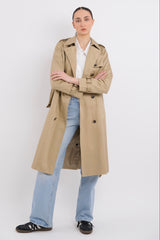 Maxi Length Classic Trench Coat Orolay #color_Khaki