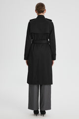 Maxi Length Classic Trench Coat Orolay #color_black