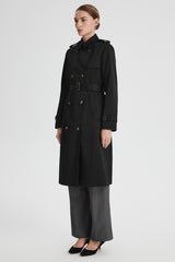 Maxi Length Classic Trench Coat Orolay #color_black