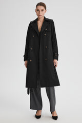 Maxi Length Classic Trench Coat Orolay #color_black