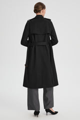 Maxi Length Classic Trench Coat Orolay #color_black