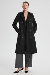 Maxi Length Classic Trench Coat Orolay #color_black