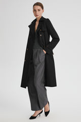 Maxi Length Classic Trench Coat Orolay #color_black