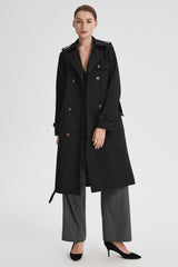 Maxi Length Classic Trench Coat Orolay #color_black