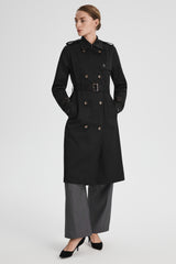 Maxi Length Classic Trench Coat Orolay #color_black