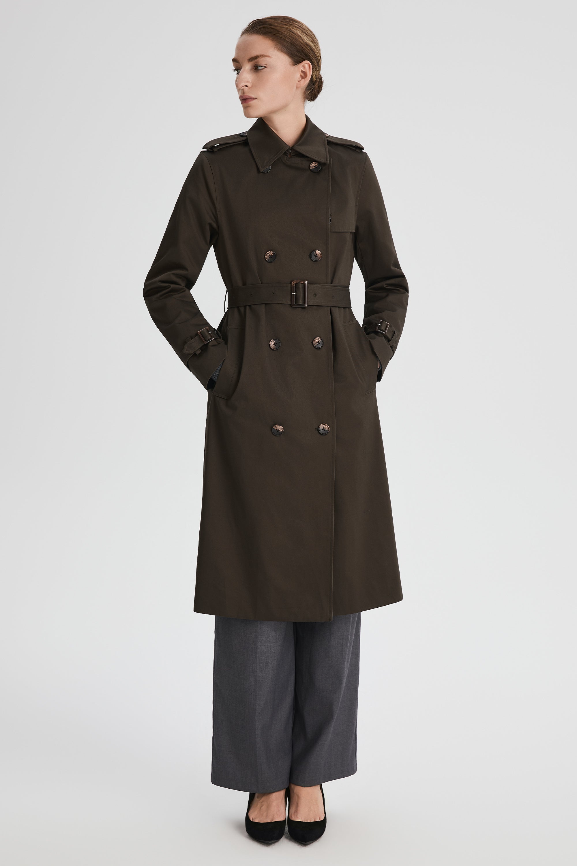 Maxi Length Classic Trench Coat Orolay #color_coffee