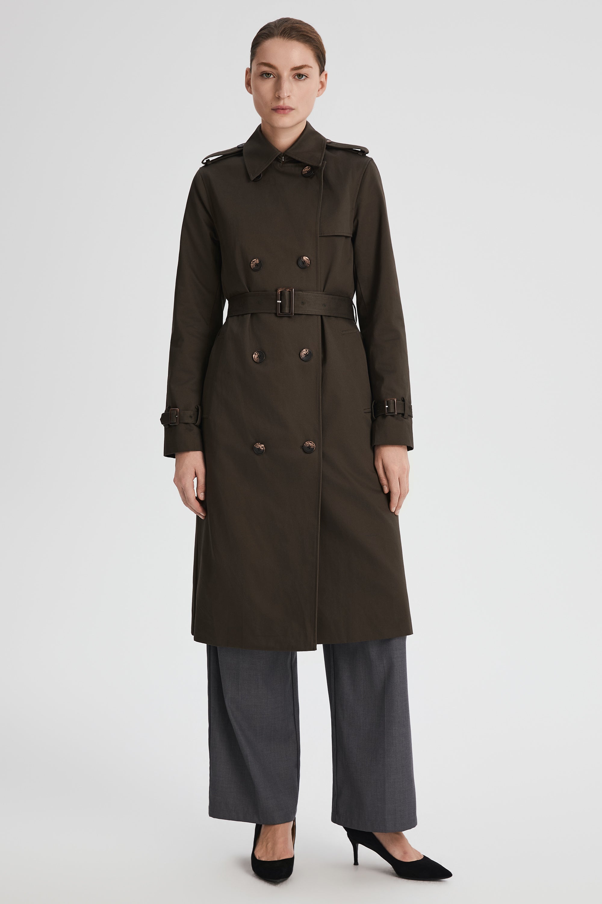 Maxi Length Classic Trench Coat Orolay #color_coffee