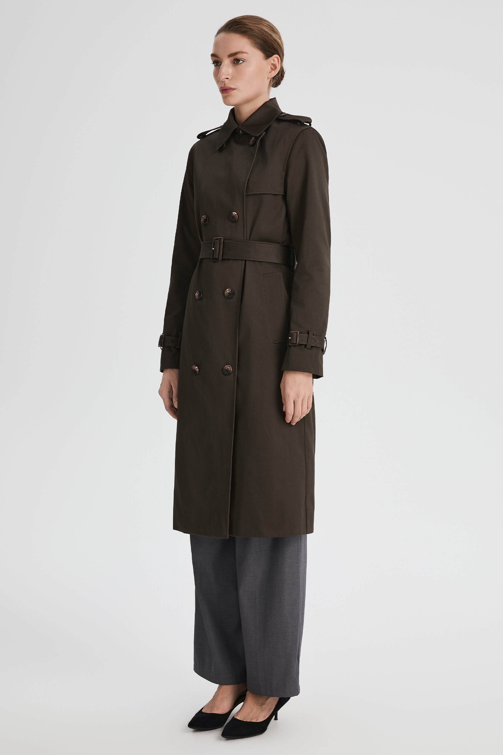 Maxi Length Classic Trench Coat Orolay #color_coffee