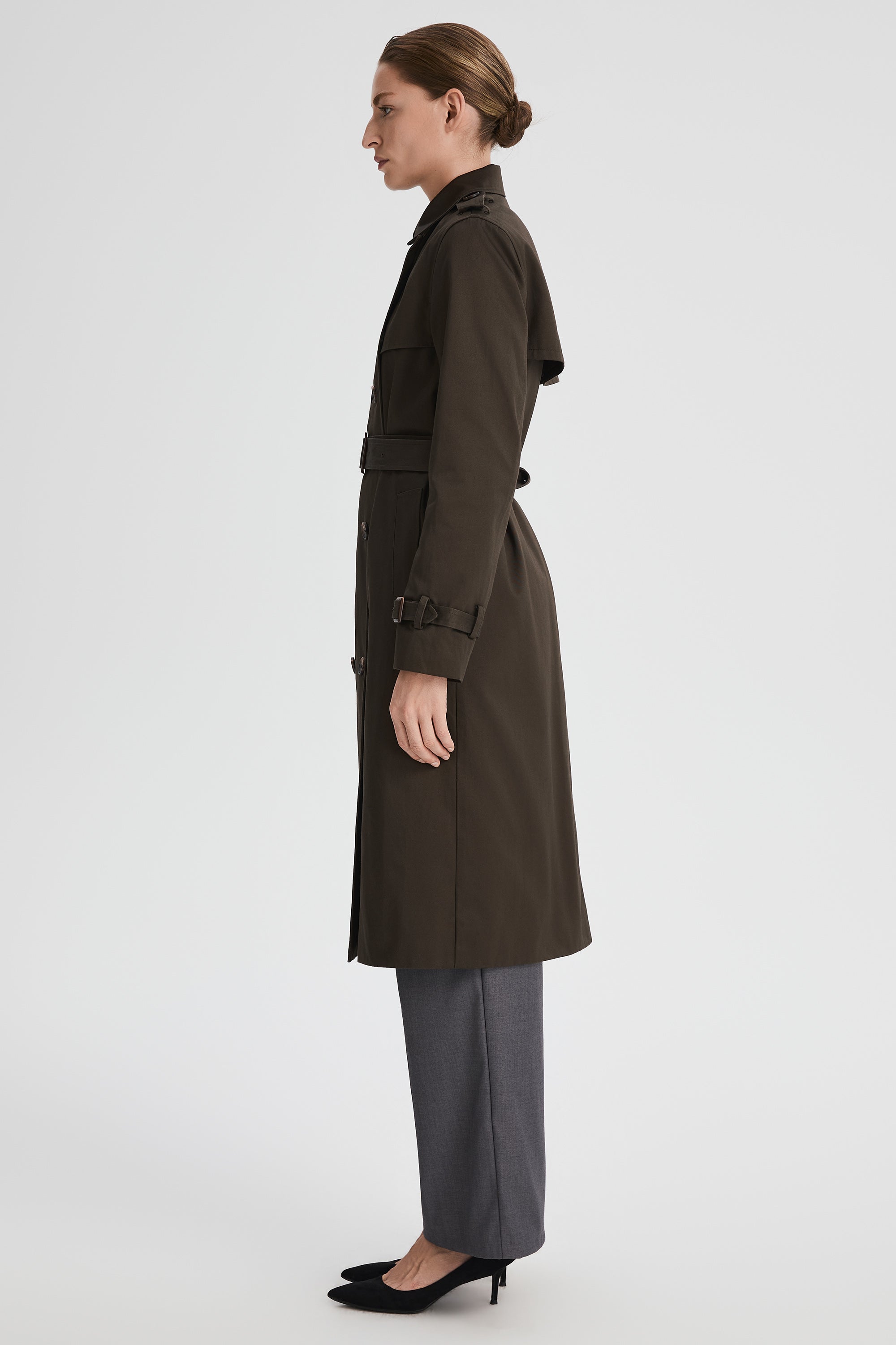 Maxi Length Classic Trench Coat Orolay #color_coffee