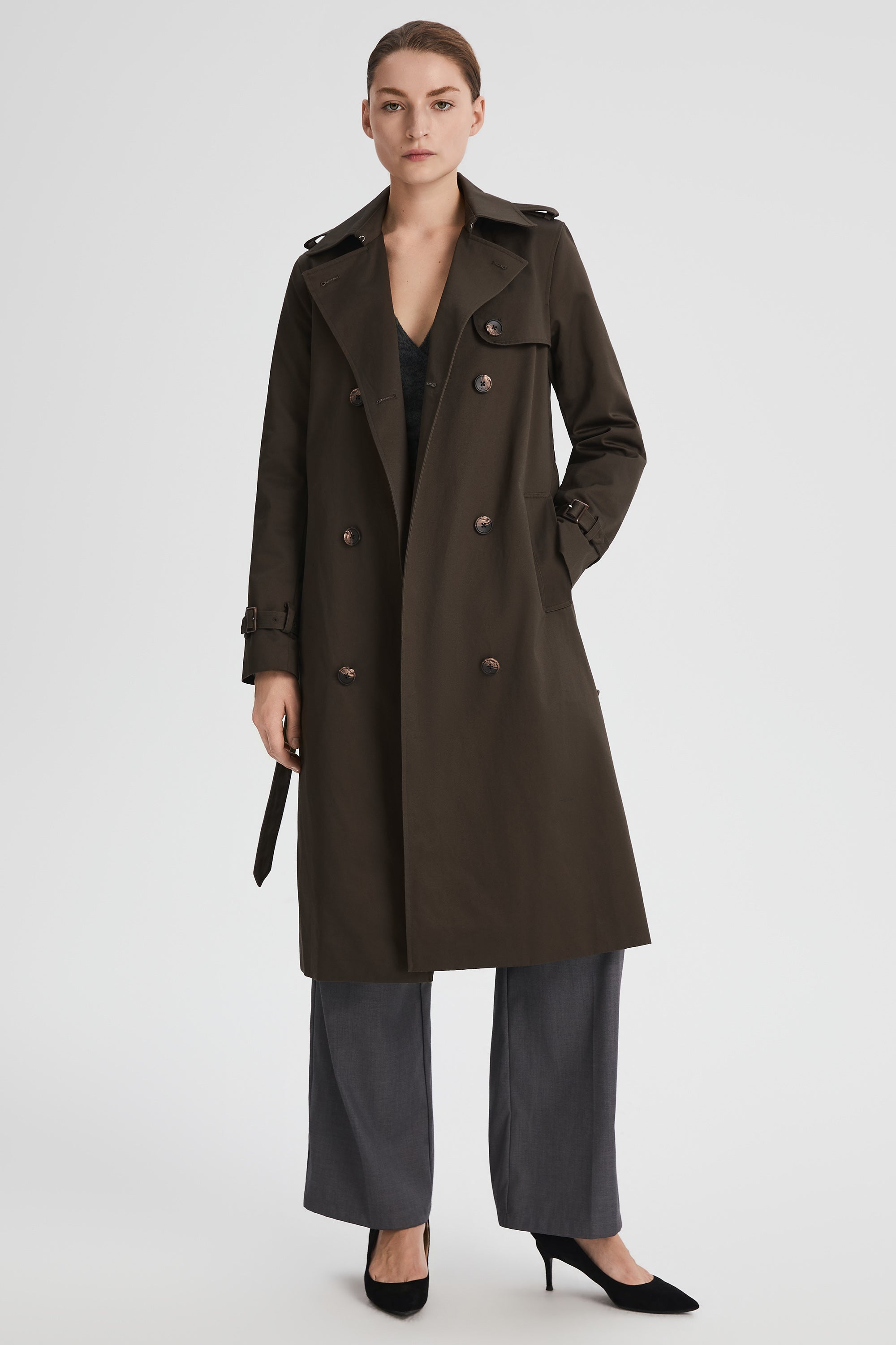 Maxi Length Classic Trench Coat Orolay #color_coffee
