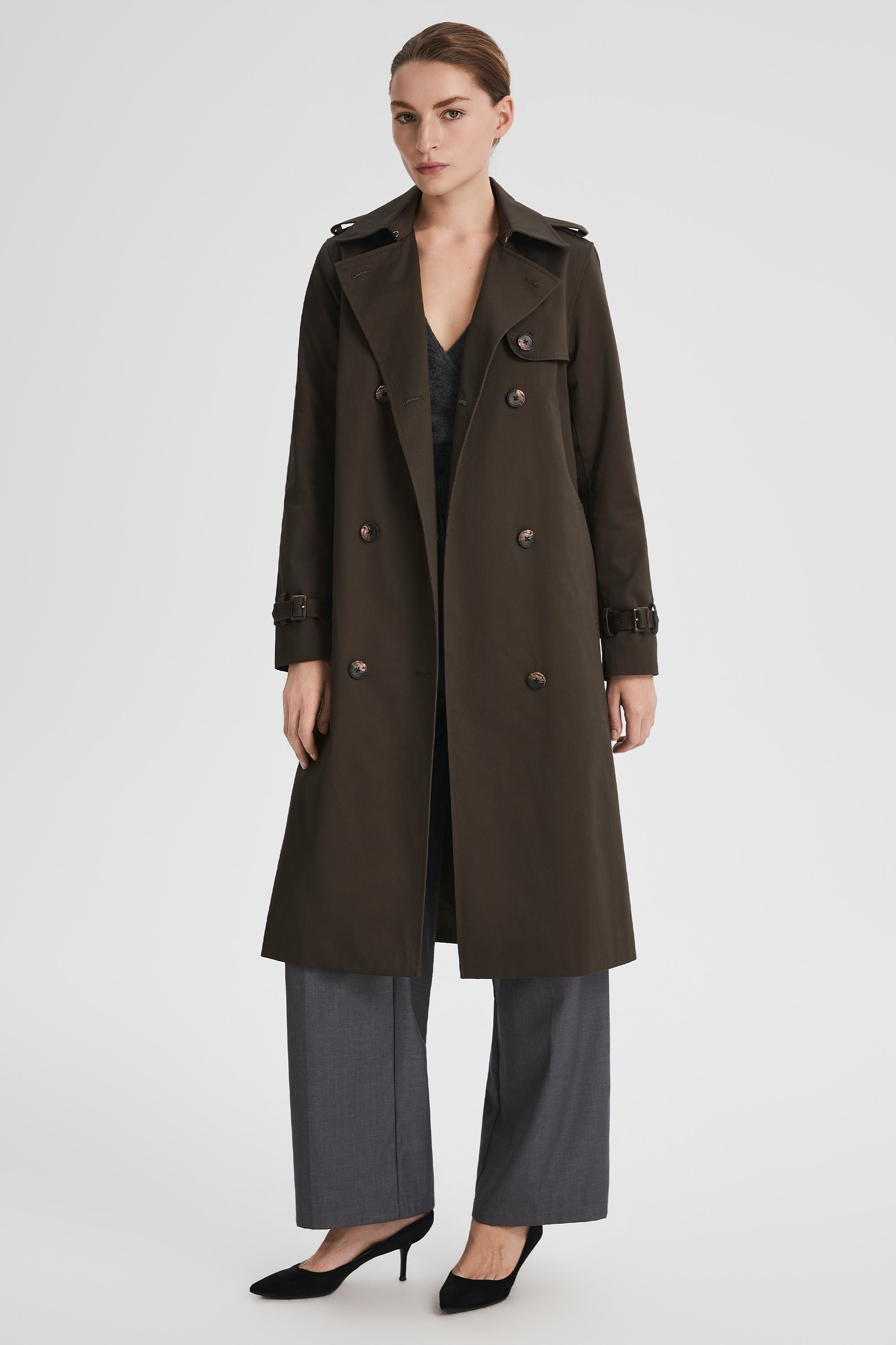 Maxi Length Classic Trench Coat Orolay #color_coffee