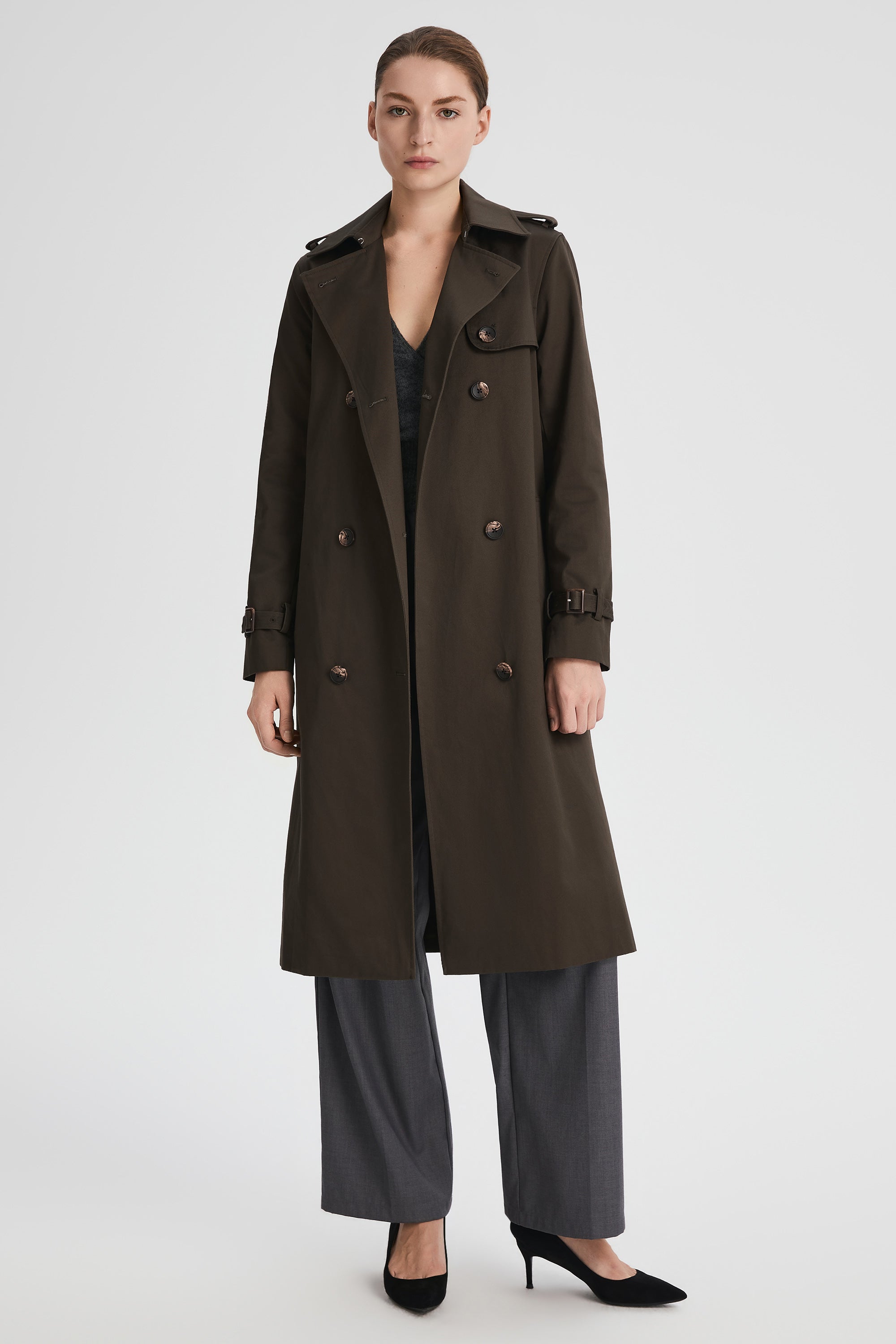 Maxi Length Classic Trench Coat Orolay #color_coffee