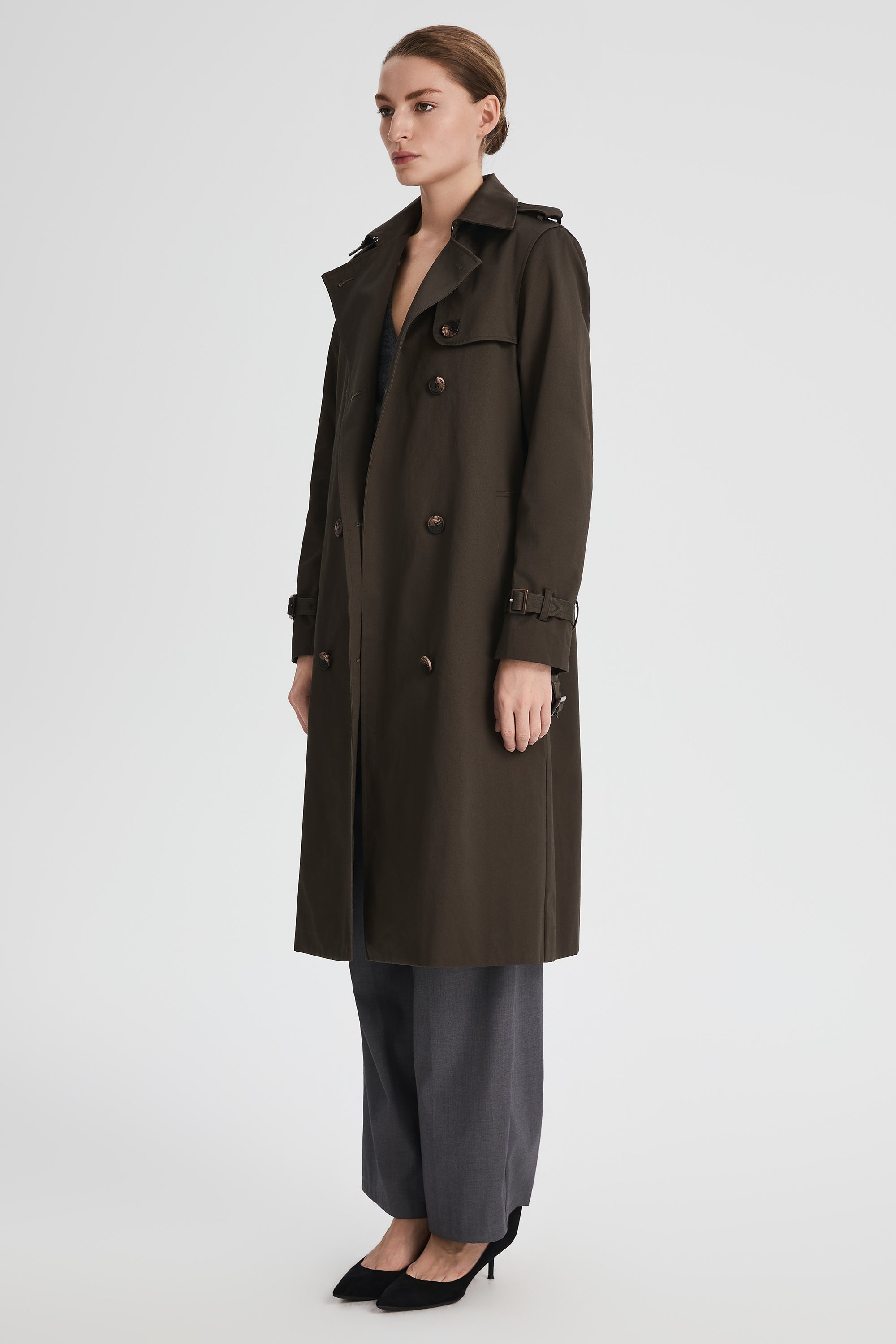 Maxi Length Classic Trench Coat Orolay #color_coffee