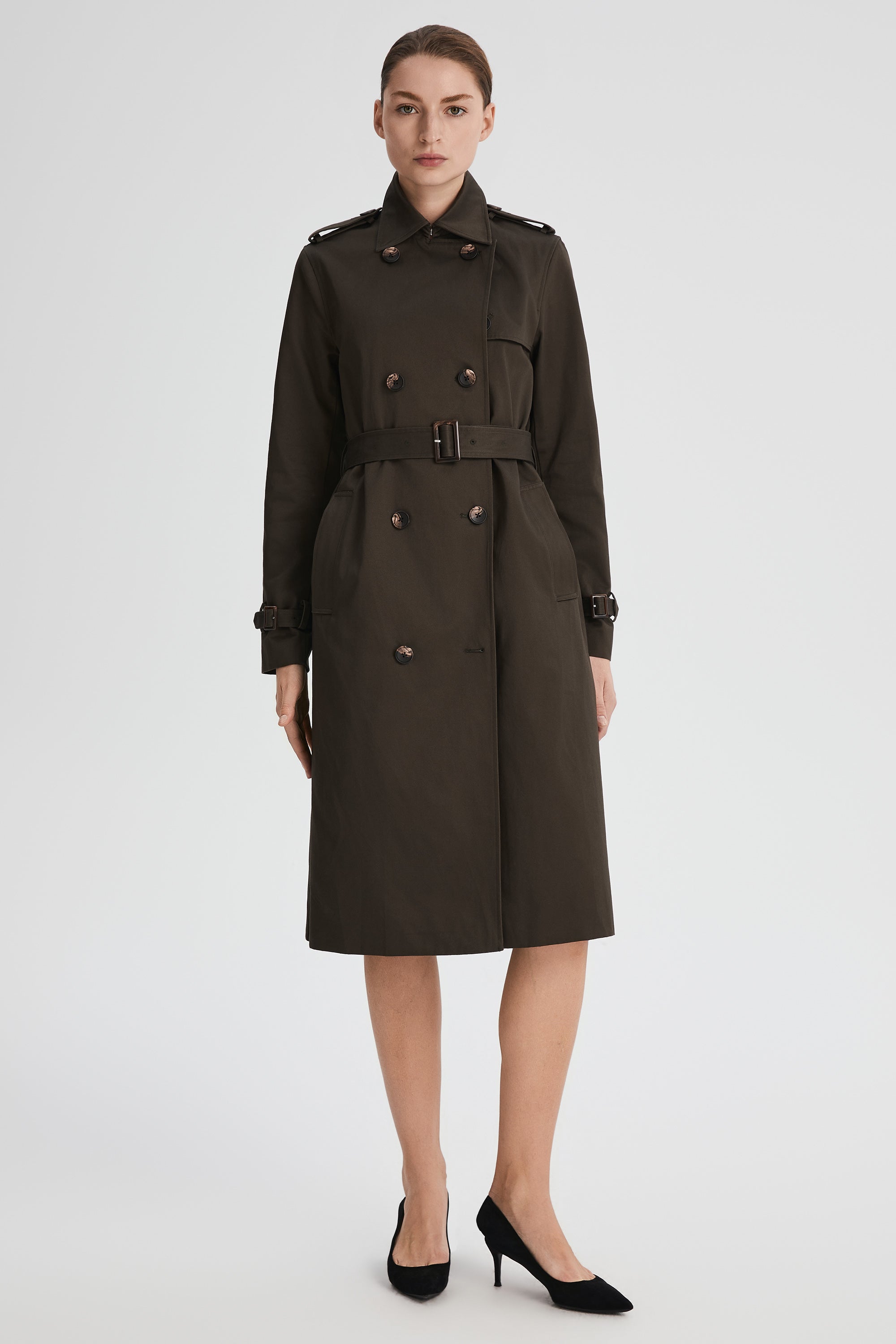 Maxi Length Classic Trench Coat Orolay #color_coffee