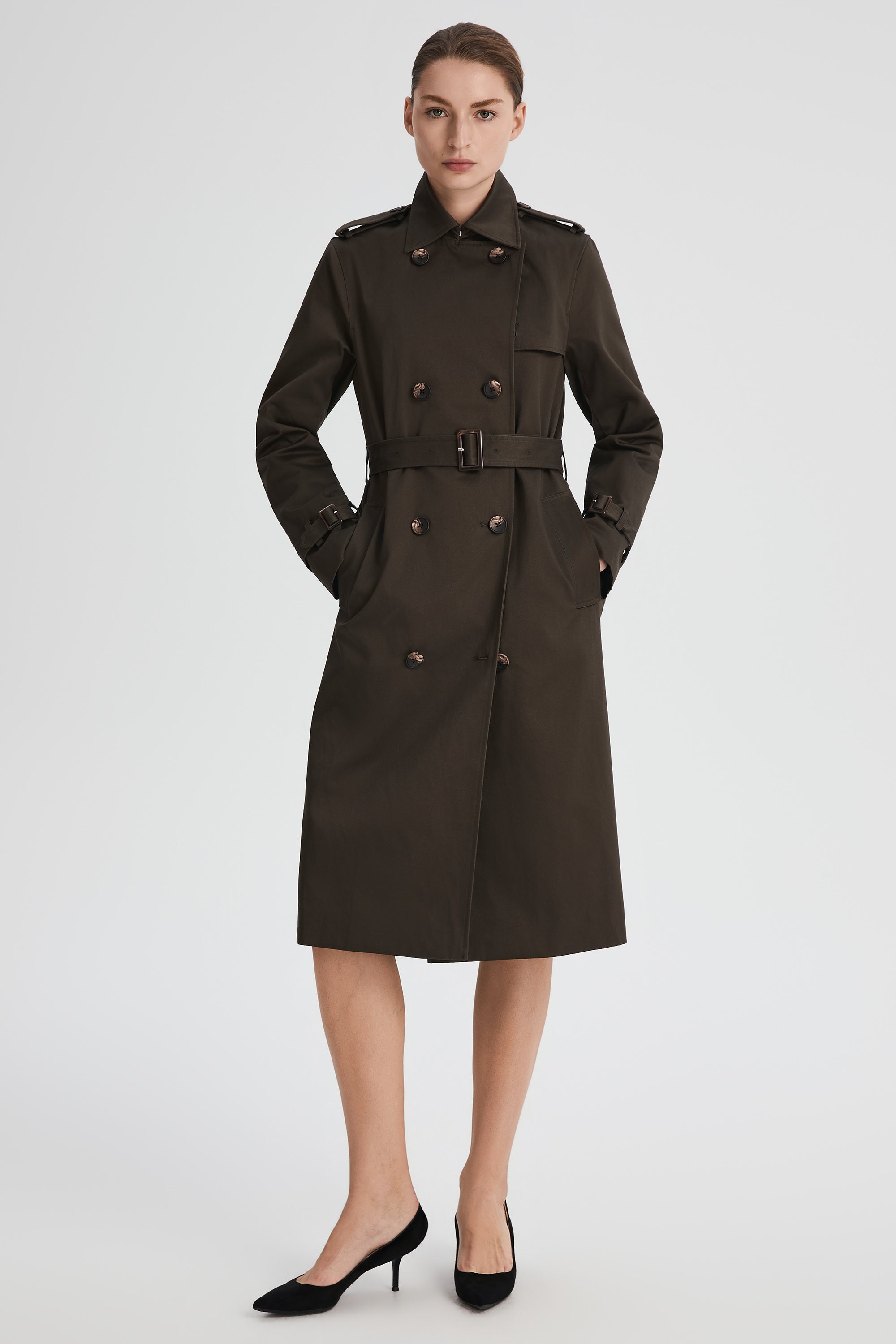 Maxi Length Classic Trench Coat Orolay #color_coffee
