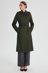 Maxi Length Classic Trench Coat Orolay #color_olive