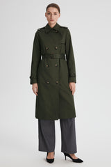 Maxi Length Classic Trench Coat Orolay #color_olive