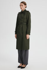 Maxi Length Classic Trench Coat Orolay #color_olive